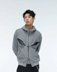 WHISTLEHUNTER Cross Zipper Knitted Zip-Up Hoodie