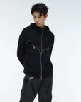 WHISTLEHUNTER Cross Zipper Knitted Zip-Up Hoodie