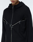 WHISTLEHUNTER Cross Zipper Knitted Zip-Up Hoodie