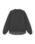 BONELESS Hem Spliced Plaid Washed Crewneck Sweatshirt