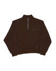 "Léviter" Mocha Uniform Embroidered Half Zip Sweatshirt